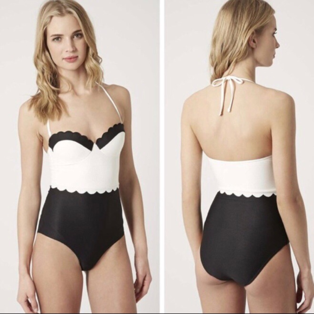 Topshop white and dark navy blue one piece